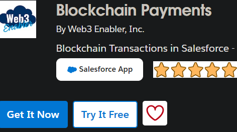 Blockchain Payments AppExchange listing