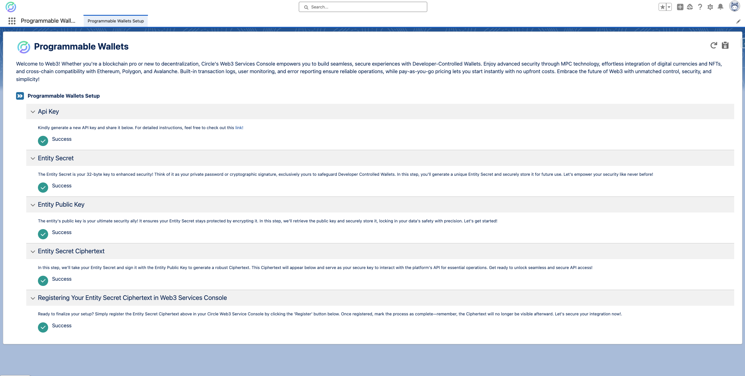 Programmable Wallets for Salesforce Milestone 1
