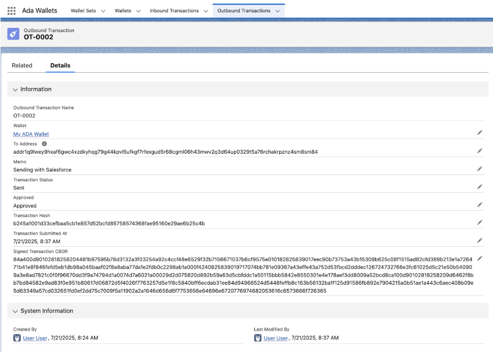 ADA Transaction Submission