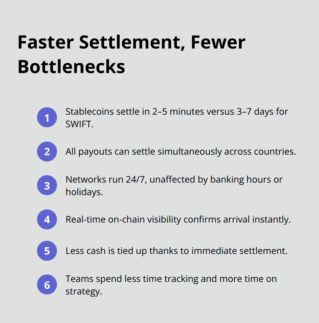 Key speed and settlement advantages of automated crypto payments for U.S. companies. - Crypto payments automation tools