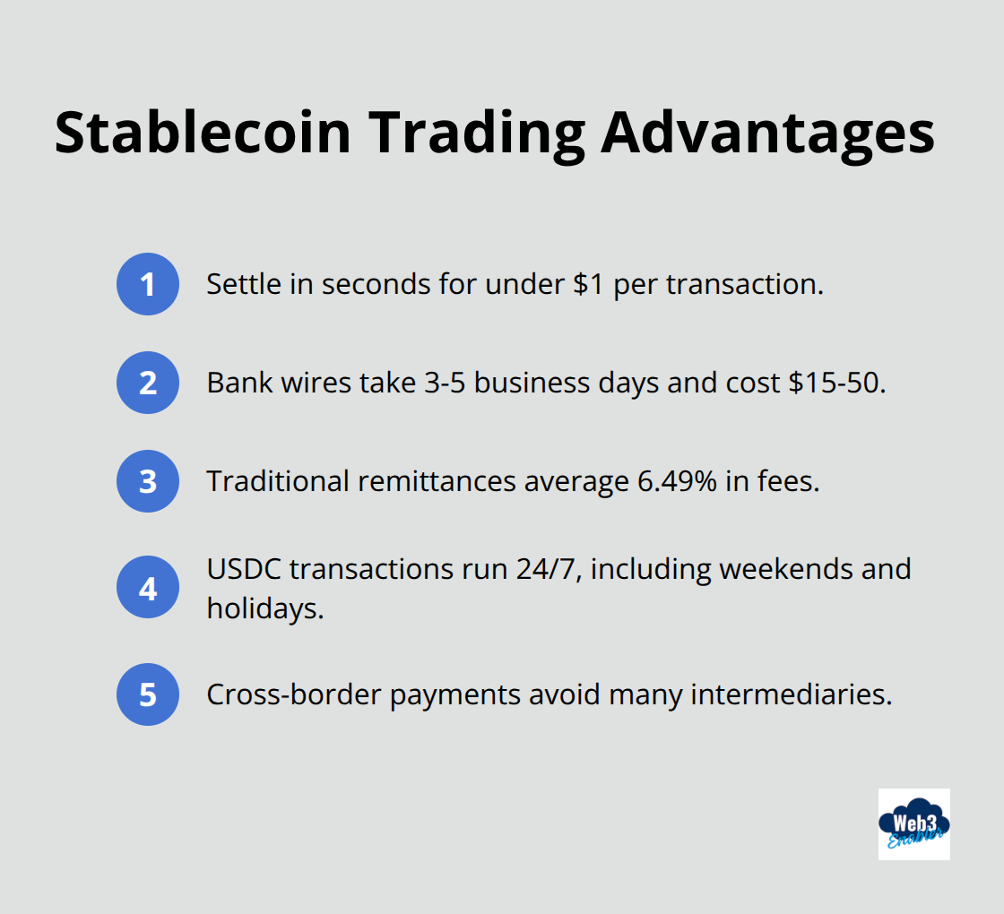 Key speed, cost, and access benefits compared to traditional methods - fiat backed stablecoins