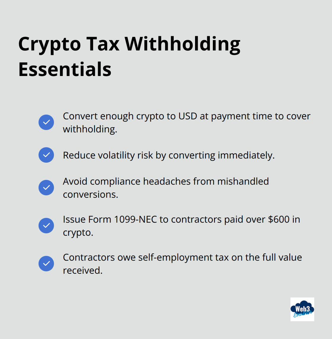 Key tax withholding actions when paying employees in cryptocurrency - how to pay employees in crypto