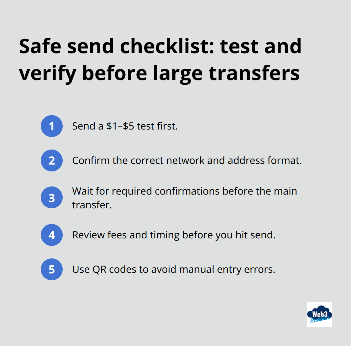 Compact checklist to reduce errors when sending crypto - how to pay someone in crypto