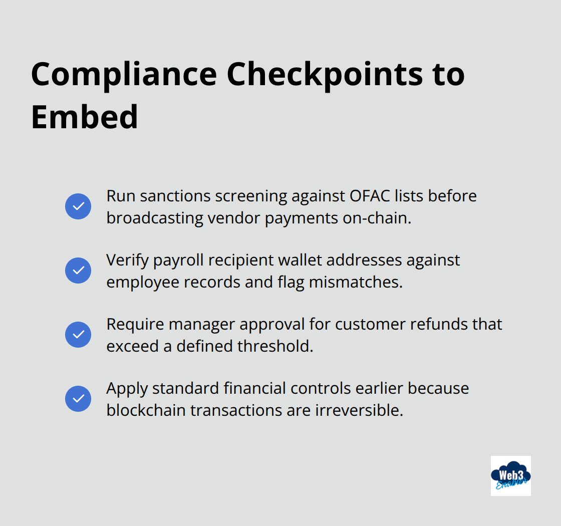 Checklist of must-have compliance controls for stablecoin transactions in the U.S. - stablecoin payments governance